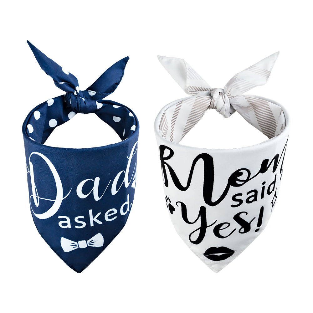 Wedding Dad Asked Dog Bandanas Reversible Grande Paquete de 2, Mom Said Yes DB47-L