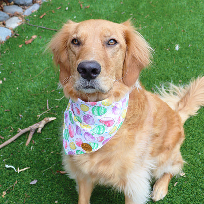 Easter Dog Bandanas 2-Pack Bunny Hop Set, Reversible Plaid & Stripe Adjustable Scarves for Medium & Large Dogs