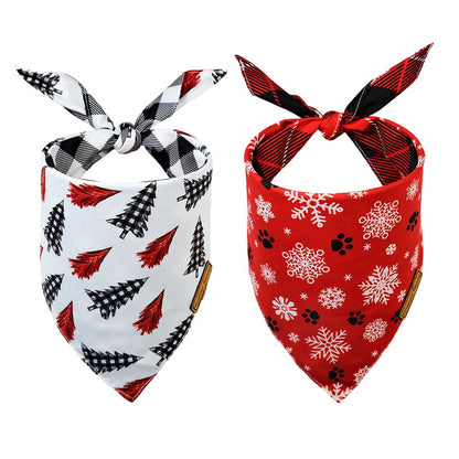 Pañuelos de Navidad reversibles para perros, paquete grande de 2, SnowTree Set, DB01-L