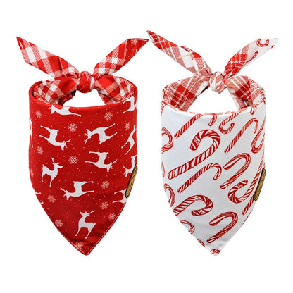 Crowned Beauty - Pañuelos para perro reversibles de Navidad, tamaño grande, 2 unidades, juego de ciervos, DB04-L