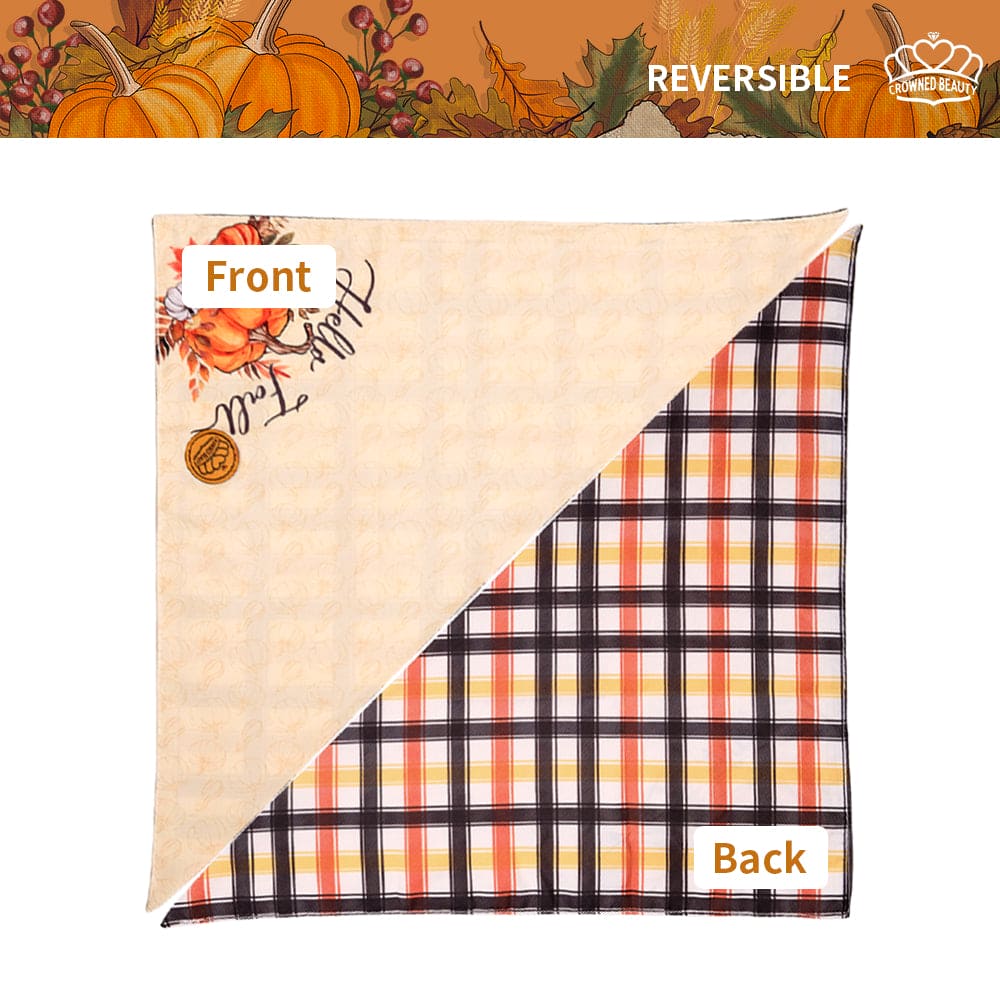 CROWNED BEAUTY Reversible Fall Dog Bandanas -Harvest Hues Set- 2 Pack for Medium to XL Dogs DB123