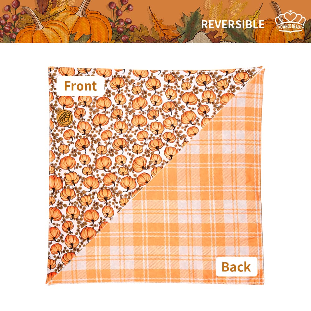 CROWNED BEAUTY Reversible Fall Dog Bandanas -Spice Styles Set- 2 Pack for Medium to XL Dogs DB124-L