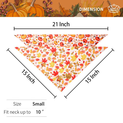 CROWNED BEAUTY Reversible Fall Dog Bandanas -Autumn Tails Set- 2 Pack for Medium to XL Dogs DB125