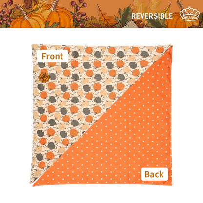 CROWNED BEAUTY Reversible Fall Dog Bandanas -Leafy Luxe Set- 2 Pack for Medium to XL Dogs DB128