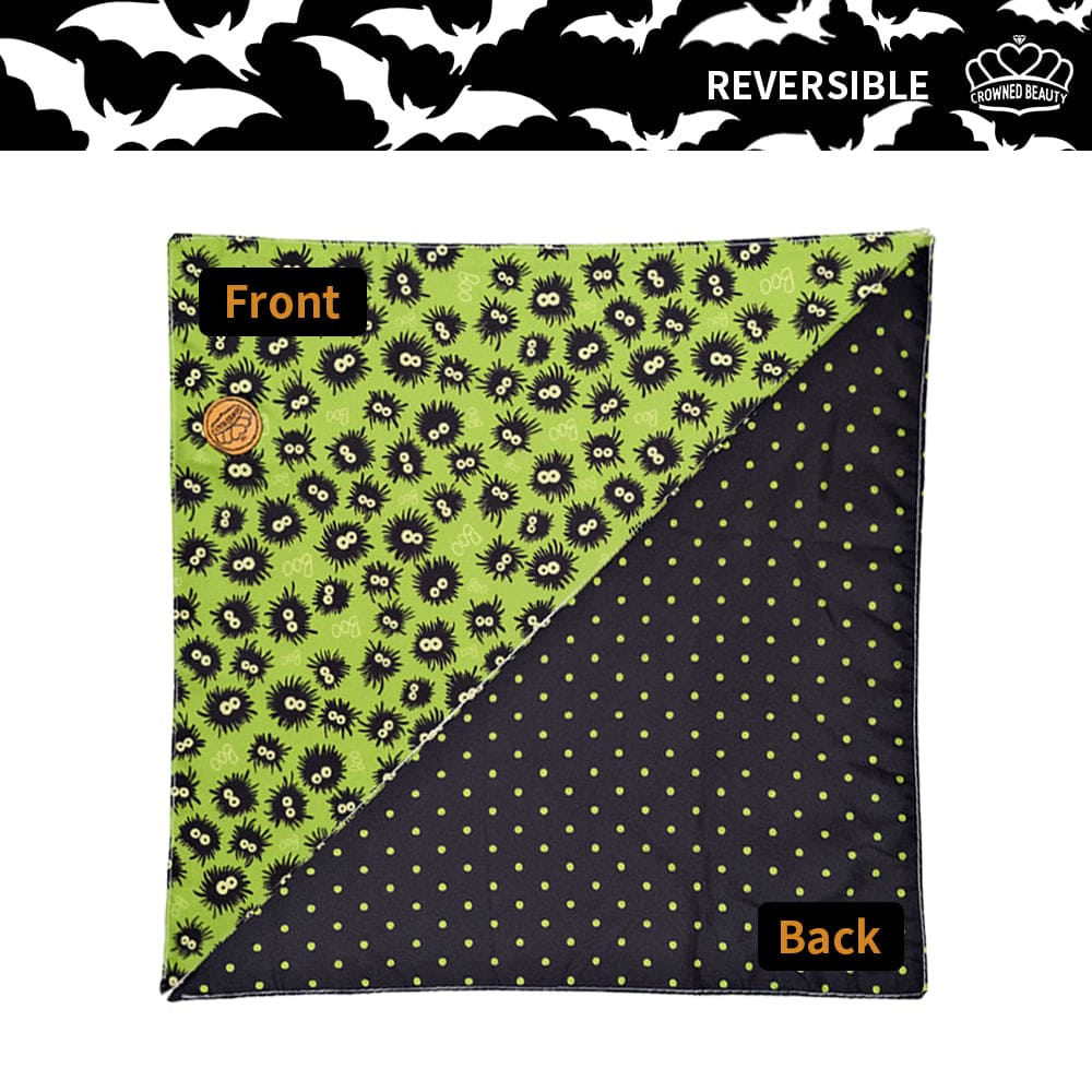 CROWNED BEAUTY Reversible Halloween Dog Bandanas -Ghostly Boo Set- 2 Pack for Medium to XL Dogs DB134-L