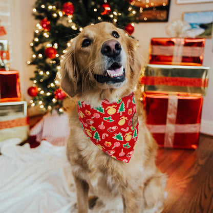 CROWNED BEAUTY Reversible Christmas Dog Bandanas -Gingerbread Delight Set- 2 Pack for Medium to XL Dogs DB138