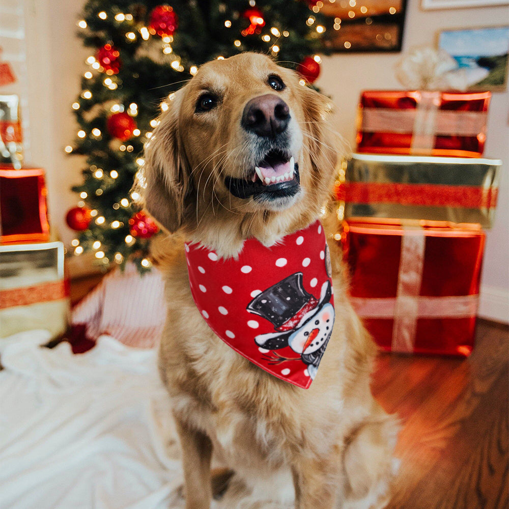 CROWNED BEAUTY Reversible Christmas Dog Bandanas -Snowy Bliss Set- 2 Pack for Medium to XL Dogs DB139