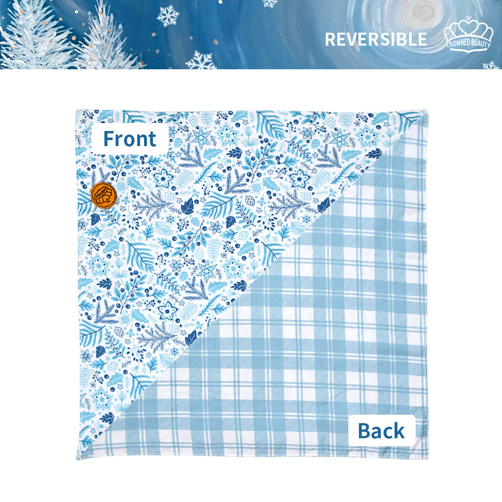 CROWNED BEAUTY Reversible Winter Dog Bandanas -Frost Paws Set- 2 Pack for Medium to XL Dogs DB146-L