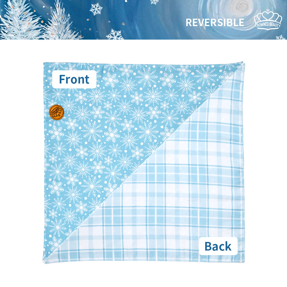 CROWNED BEAUTY Reversible Winter Dog Bandanas -Frost Paws Set- 2 Pack for Medium to XL Dogs DB146-L