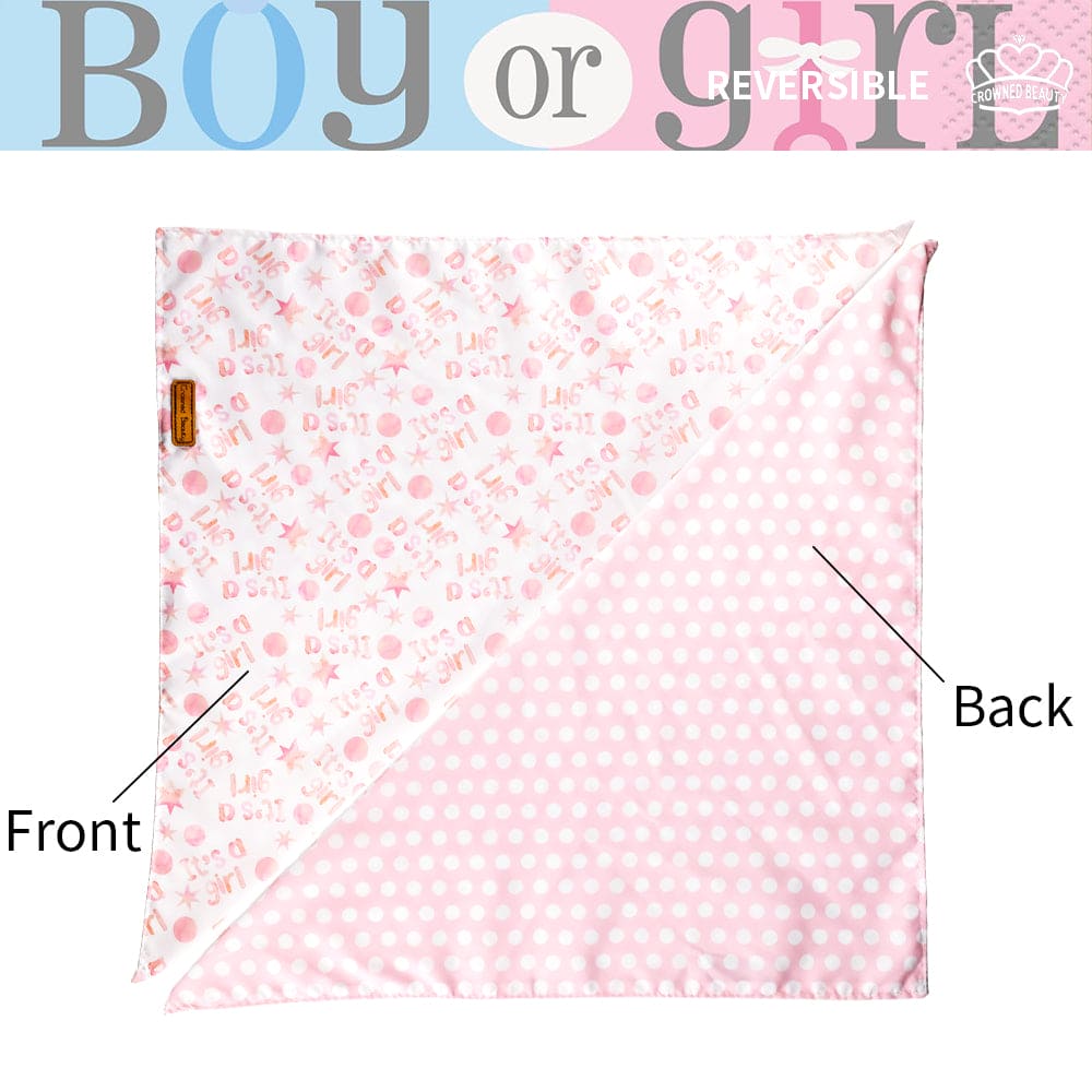 CROWNED BEAUTY Gender Reveal Dog Bandanas Reversible Large 2 Pack, It's a Girl DB52