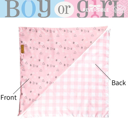 CROWNED BEAUTY Gender Reveal Dog Bandanas Reversible Large 2 Pack, It's a Girl DB52
