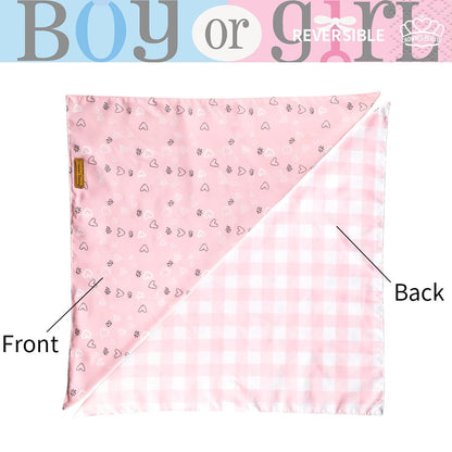 CROWNED BEAUTY Género Reveal Dog Bandanas Reversible Grande 2 Pack, It's a Girl DB52-L