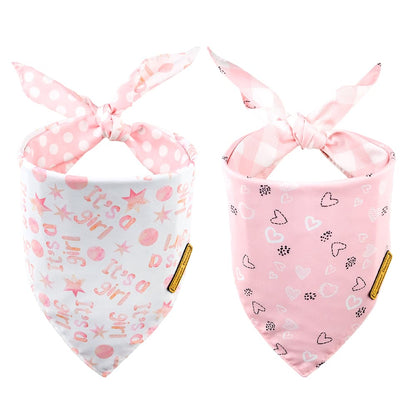 CROWNED BEAUTY Gender Reveal Dog Bandanas Reversible Large 2 Pack, It's a Girl DB52