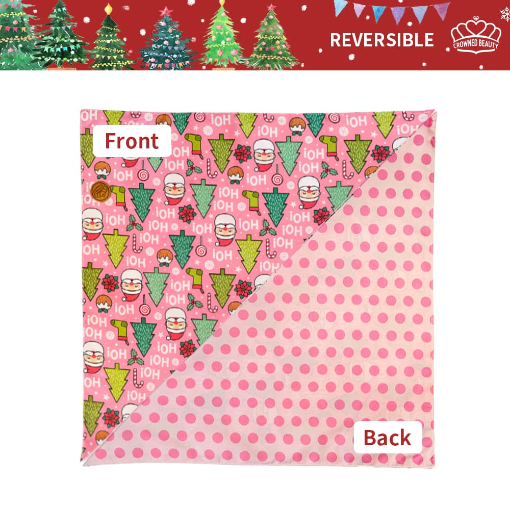 CROWNED BEAUTY Reversible Christmas Dog Bandanas - HO HO HO Set-2 Pack for Medium to XL Dogs DB81