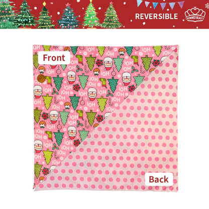 CROWNED BEAUTY Reversible Christmas Dog Bandanas - HO HO HO Set-2 Pack for Medium to XL Dogs DB81