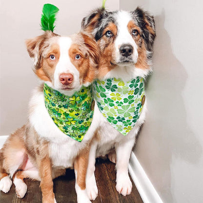 CROWNED BEAUTY Reversible St Patricks Day Dog Bandanas -Shamrock Shine Set- 2 Pack for Medium to XL Dogs DB91-L