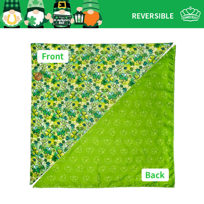 CROWNED BEAUTY Reversible St Patricks Day Dog Bandanas -Shamrock Shine Set- 2 Pack for Medium to XL Dogs DB91-L