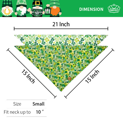 CROWNED BEAUTY Reversible St Patricks Day Dog Bandanas -Shamrock Shine Set- 2 Pack for Medium to XL Dogs DB91-L