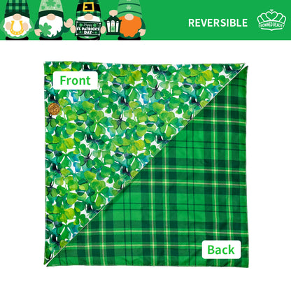 CROWNED BEAUTY Reversible St Patricks Day Dog Bandanas -Green Grace Set- 2 Pack for Medium to XL Dogs DB93-L