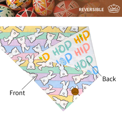 Paquete de 2 pañuelos grandes para perros de Pascua, juego de hip hop de conejitos, DB21-L
