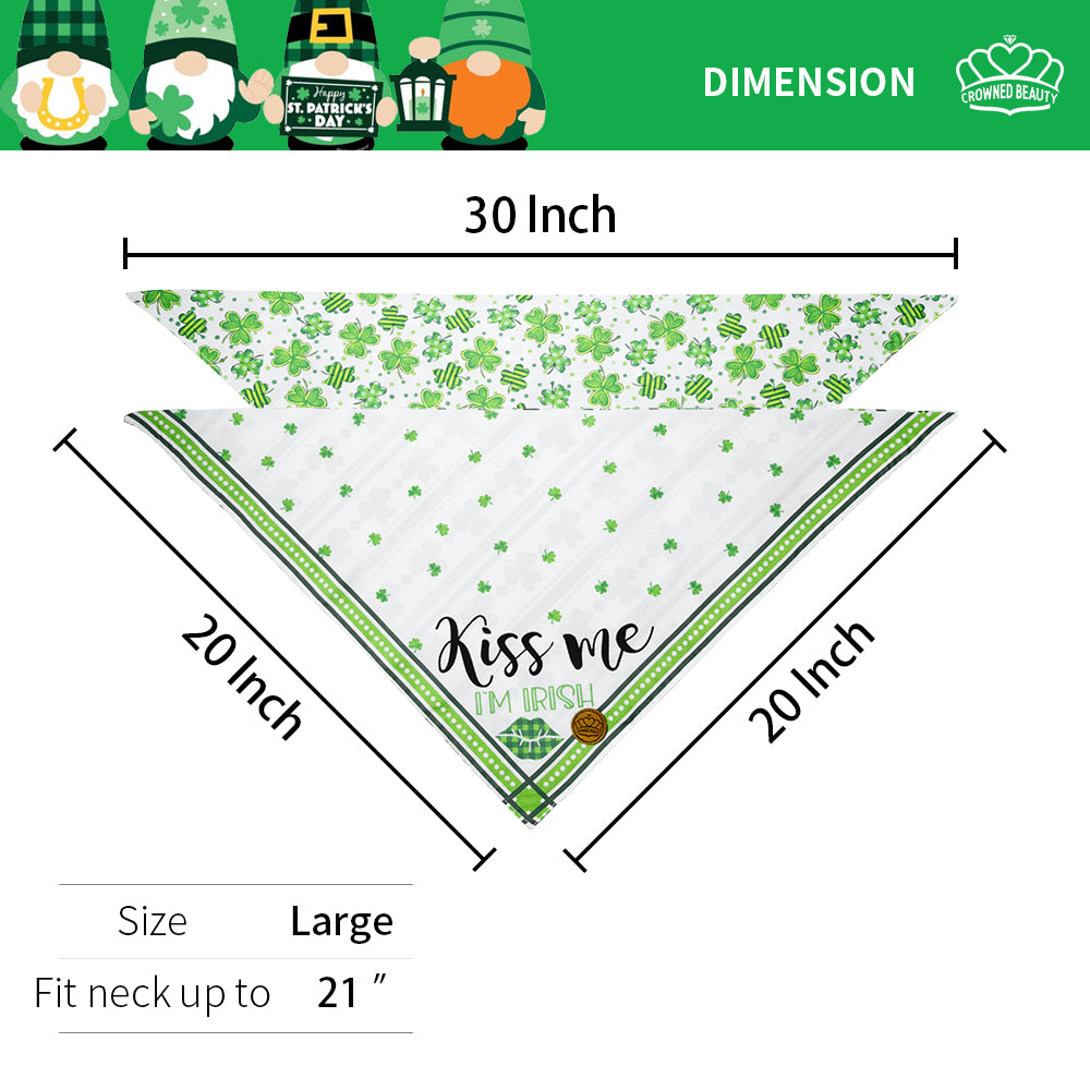 Paquete de 2 pañuelos grandes para perros del Día de San Patricio, juego de tréboles, DB28-L