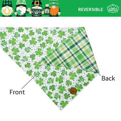 CROWNED BEAUTY St Patricks Day Dog Bandanas Large 2 Pack, Shamrocks Set, DB28-L