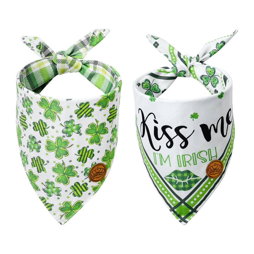 CROWNED BEAUTYSt Patricks Day Dog Bandanas Large 2 Pack, Shamrocks Set, DB28-L