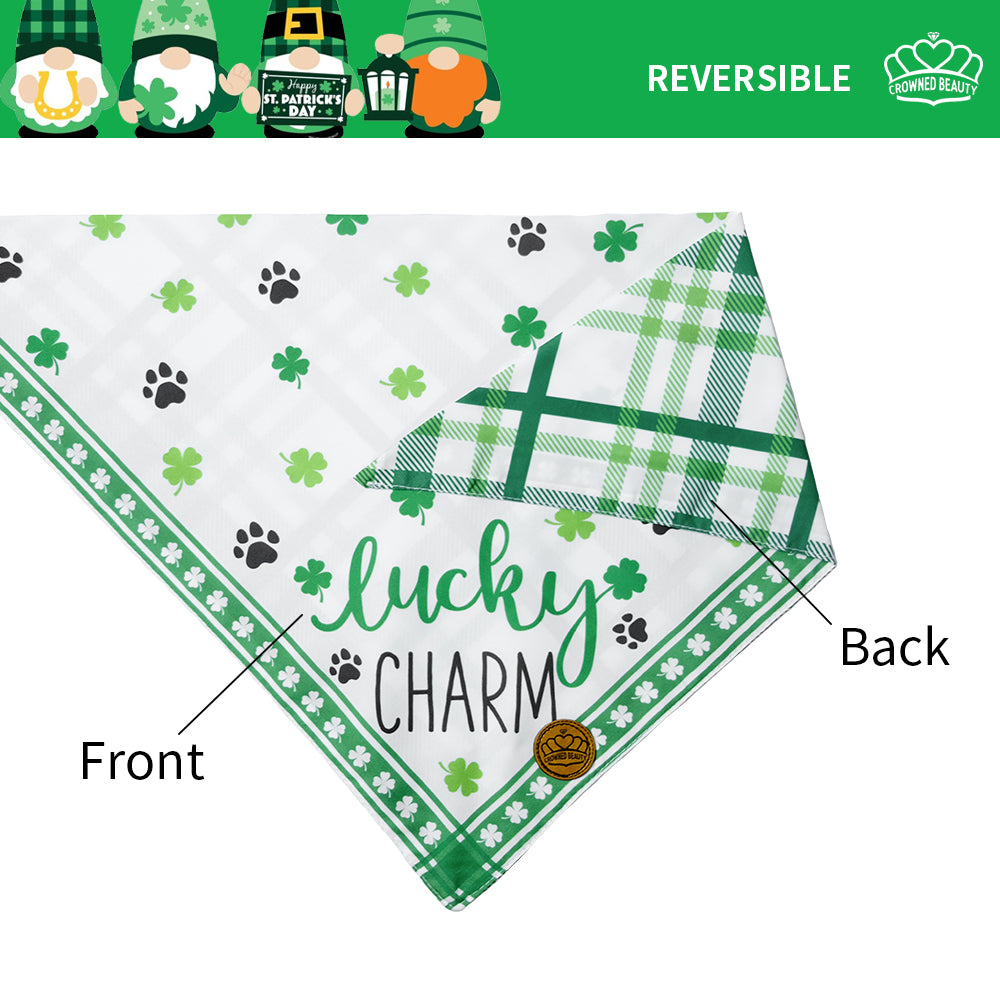 CROWNED BEAUTY St Patricks Day Dog Bandanas Large 2 Pack, Lucky Charm Set, DB31-L