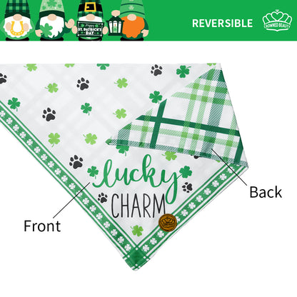 CROWNED BEAUTY St Patricks Day Dog Bandanas Large 2 Pack, Lucky Charm Set, DB31-L